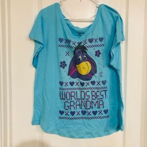 Brand New Women's Disney Eeyore Grandma Graphic Short Sleeve Blue T-Shirt XL‎